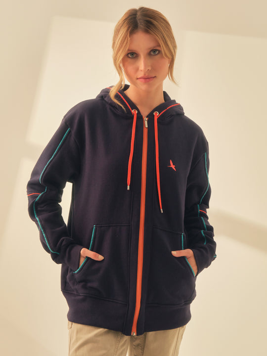 Aiuruocan Blue Lightblue Orange Lines Women's Hoodie