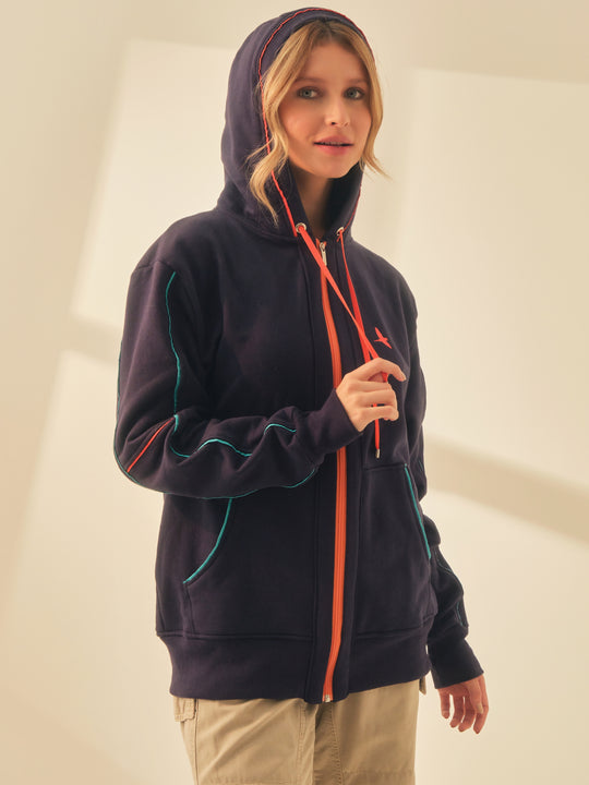 Aiuruocan Blue Lightblue Orange Lines Women's Hoodie