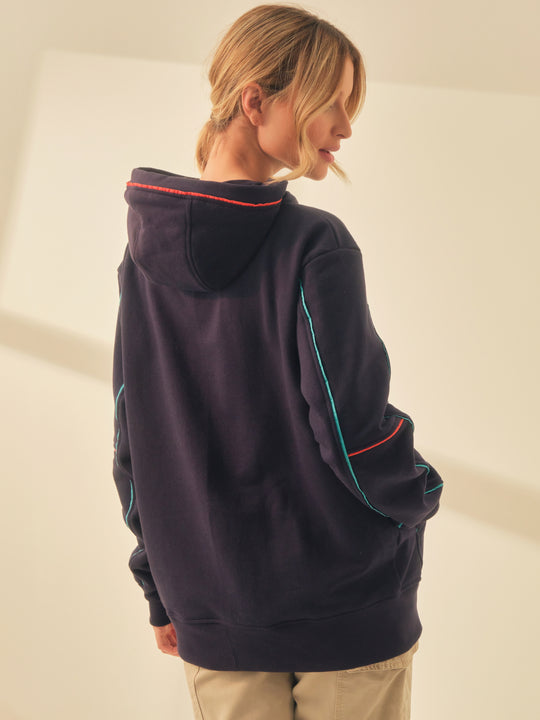 Aiuruocan Blue Lightblue Orange Lines Women's Hoodie