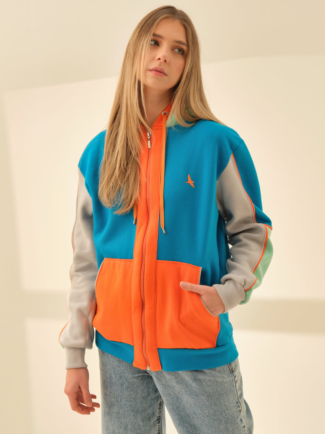 Aiuruocan Colors Blue Grey Women's Hoodie