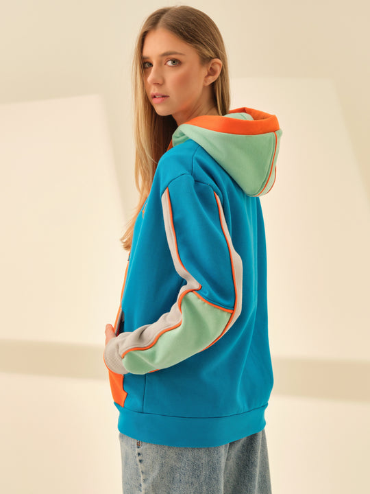 Aiuruocan Colors Blue Grey Women's Hoodie