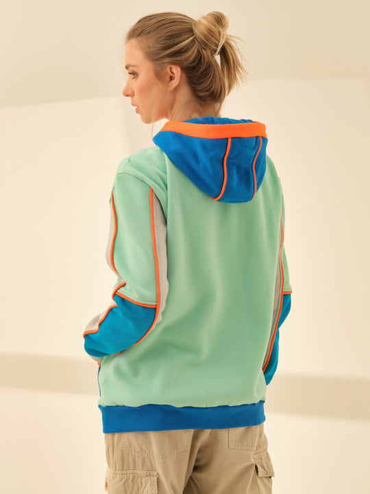 Aiuruocan Colors Light Green Blue Women's Hoodie