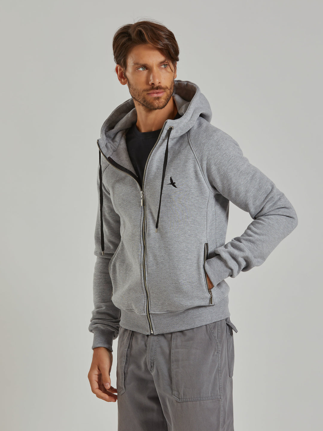 Aiuruocan Brand Men's Grey Hoodie Aiuruocan