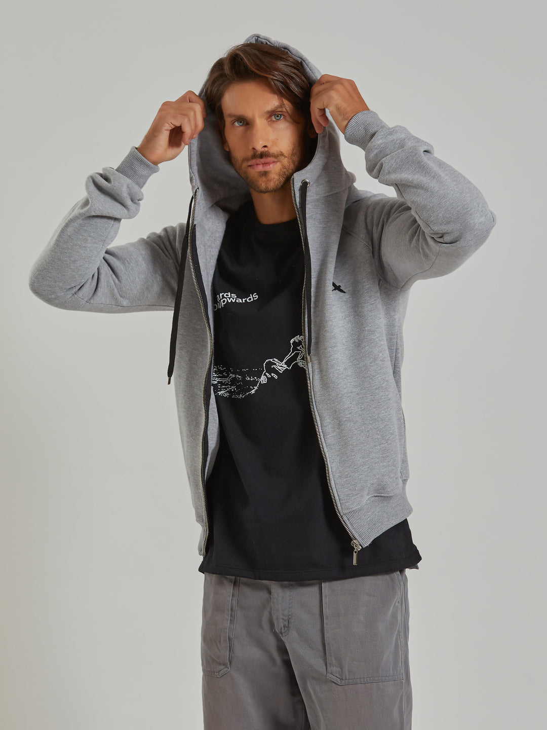 Aiuruocan Brand Men's Grey Hoodie Aiuruocan