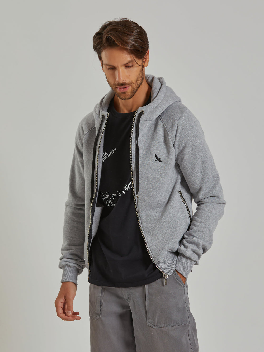 Aiuruocan Brand Men's Grey Hoodie Aiuruocan