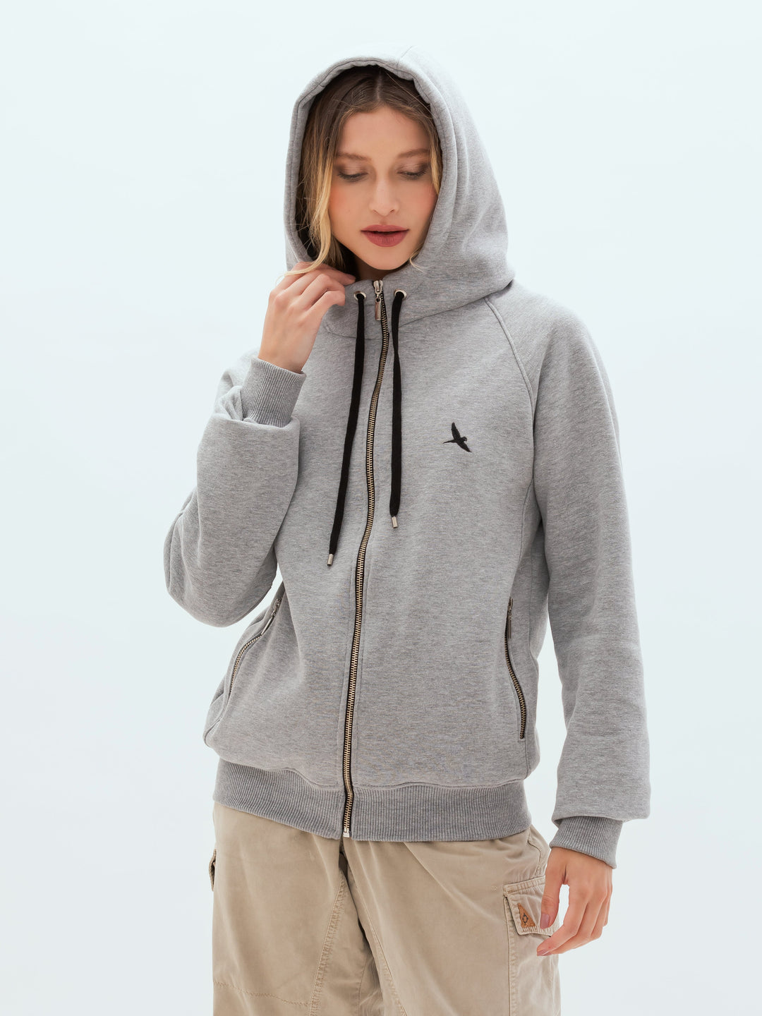 Aiuruocan Brand Women's Grey Black Hoodie Aiuruocan