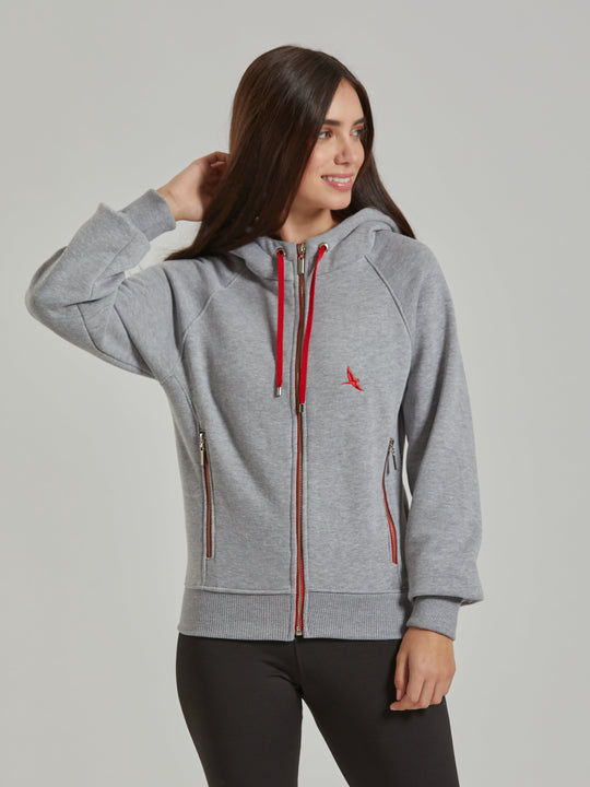 Aiuruocan Brand Women's Grey Red Hoodie Aiuruocan