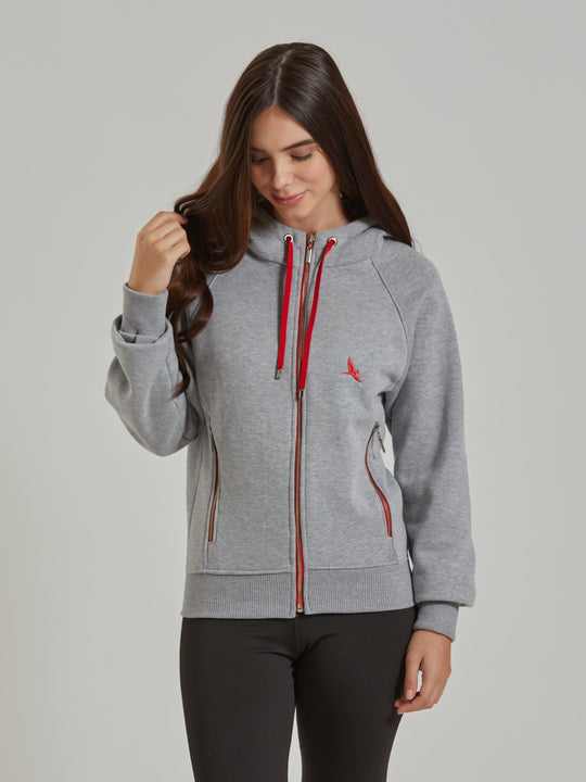 Aiuruocan Brand Women's Grey Red Hoodie Aiuruocan