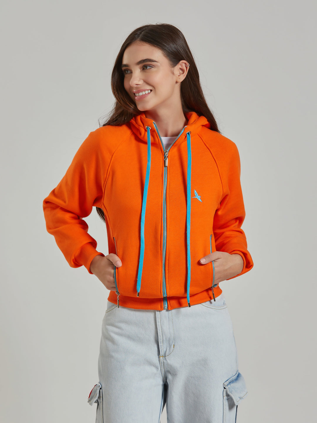 Aiuruocan Brand Women's Orange Hoodie Aiuruocan