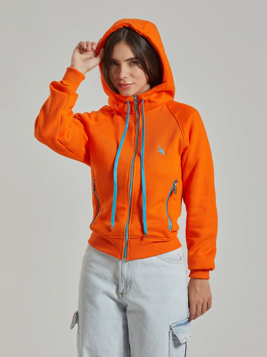 Aiuruocan Brand Women's Orange Hoodie Aiuruocan