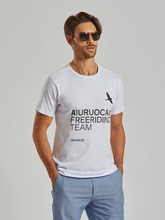 Aiuruocan Freeriding Team Men's White T-Shirt Aiuruocan