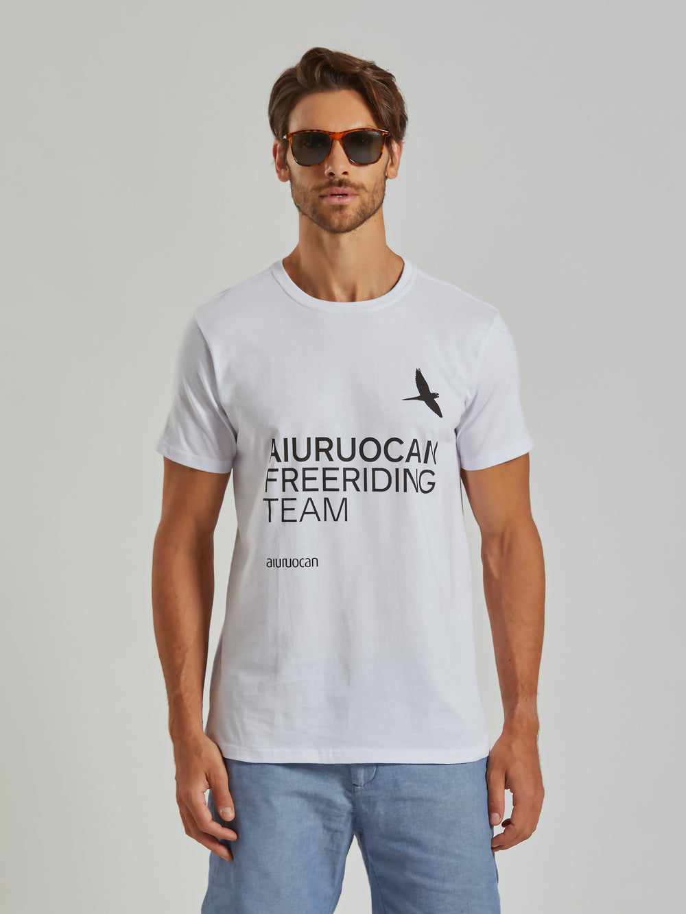 Aiuruocan Freeriding Team Men's White T-Shirt Aiuruocan