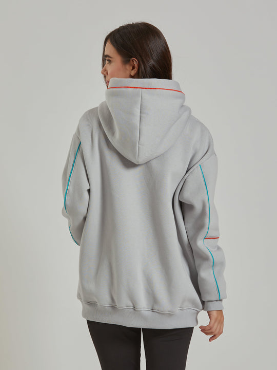 Aiuruocan Offwhite Lightblue Orange Lines Women's Hoodie Aiuruocan