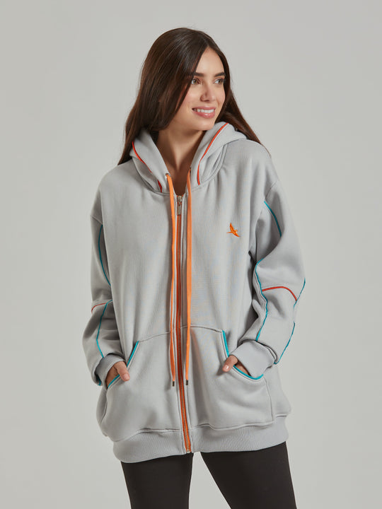 Aiuruocan Offwhite Lightblue Orange Lines Women's Hoodie Aiuruocan