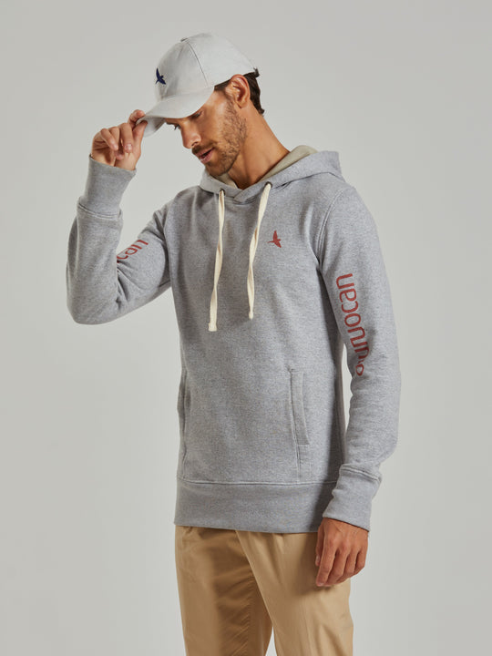 Aiuruocan Red Brand Grey Men's Hoodie Aiuruocan