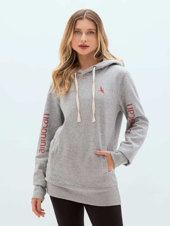 Aiuruocan Red Brand Grey Women's Hoodie Aiuruocan