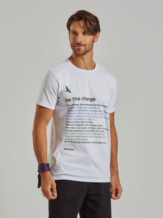 Be the Change Men's White T-Shirt Aiuruocan