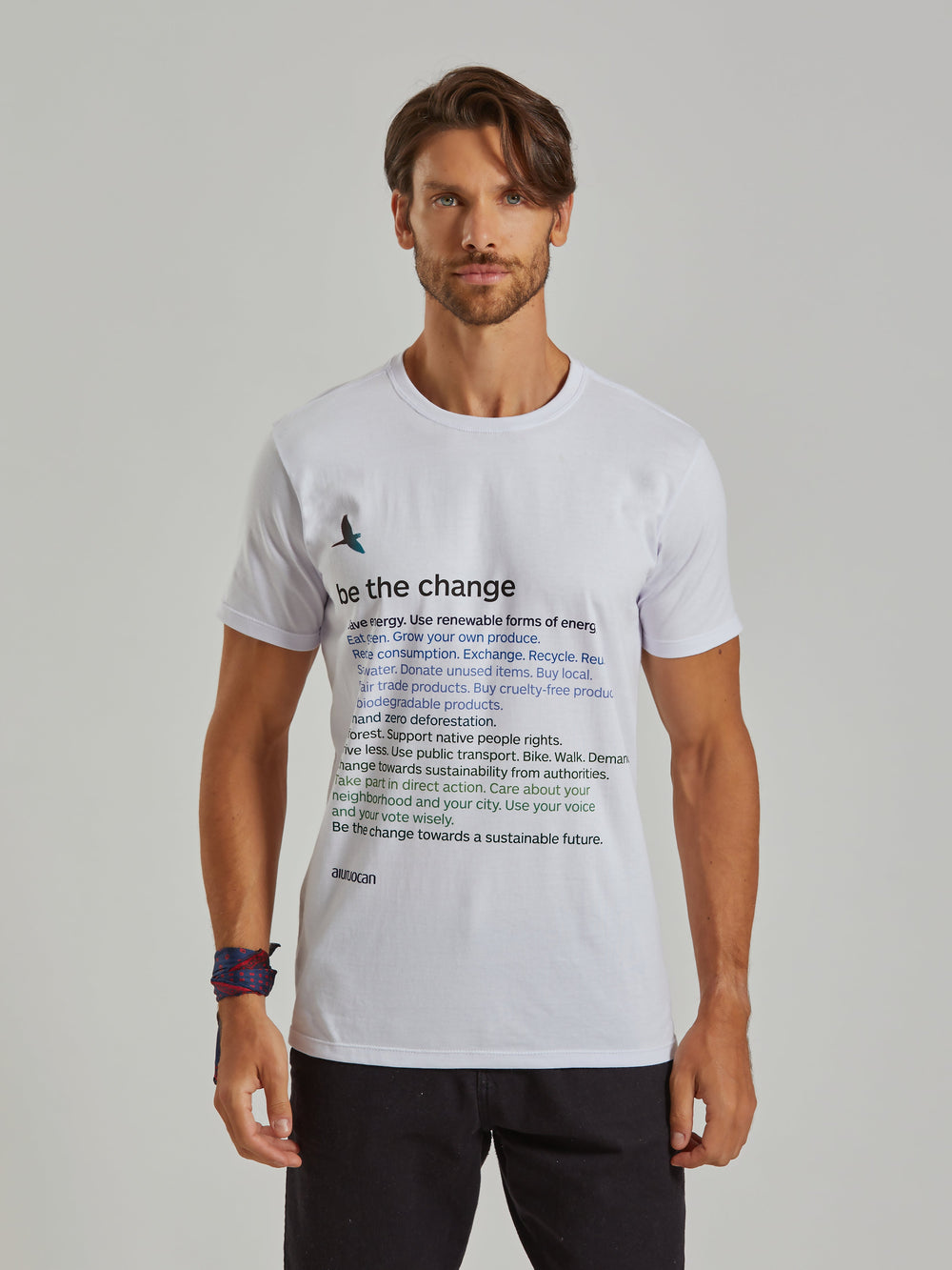 Be the Change Men's White T-Shirt Aiuruocan