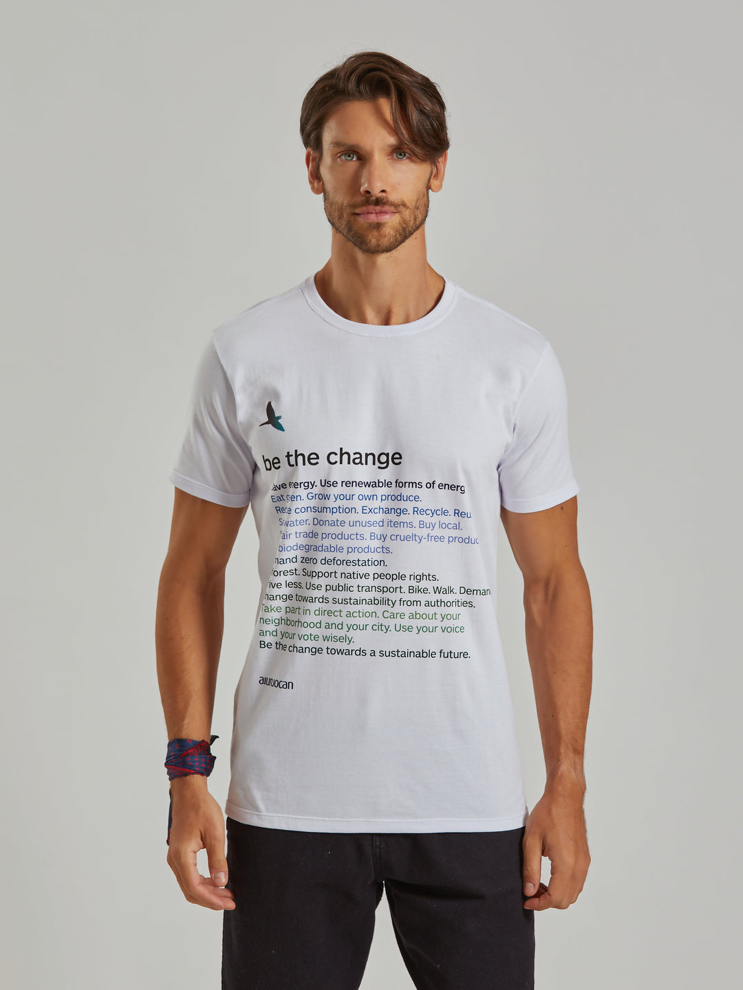 Be the Change Men's White T-Shirt Aiuruocan