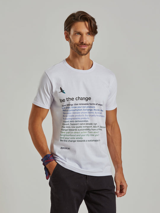 Be the Change Men's White T-Shirt Aiuruocan