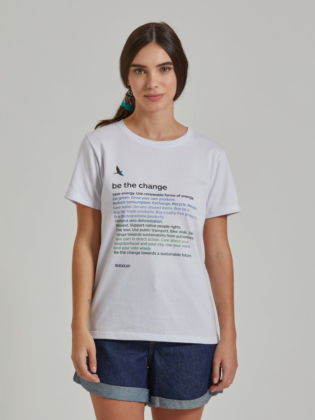 Be the Change Women's White T-Shirt Aiuruocan