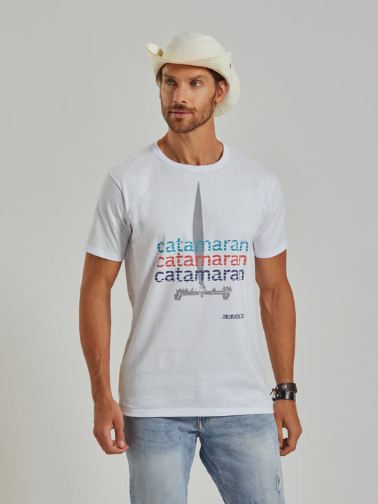 Catamaran Men's White T-Shirt Aiuruocan