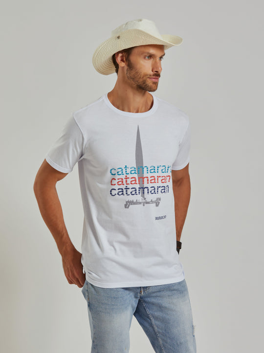 Catamaran Men's White T-Shirt Aiuruocan