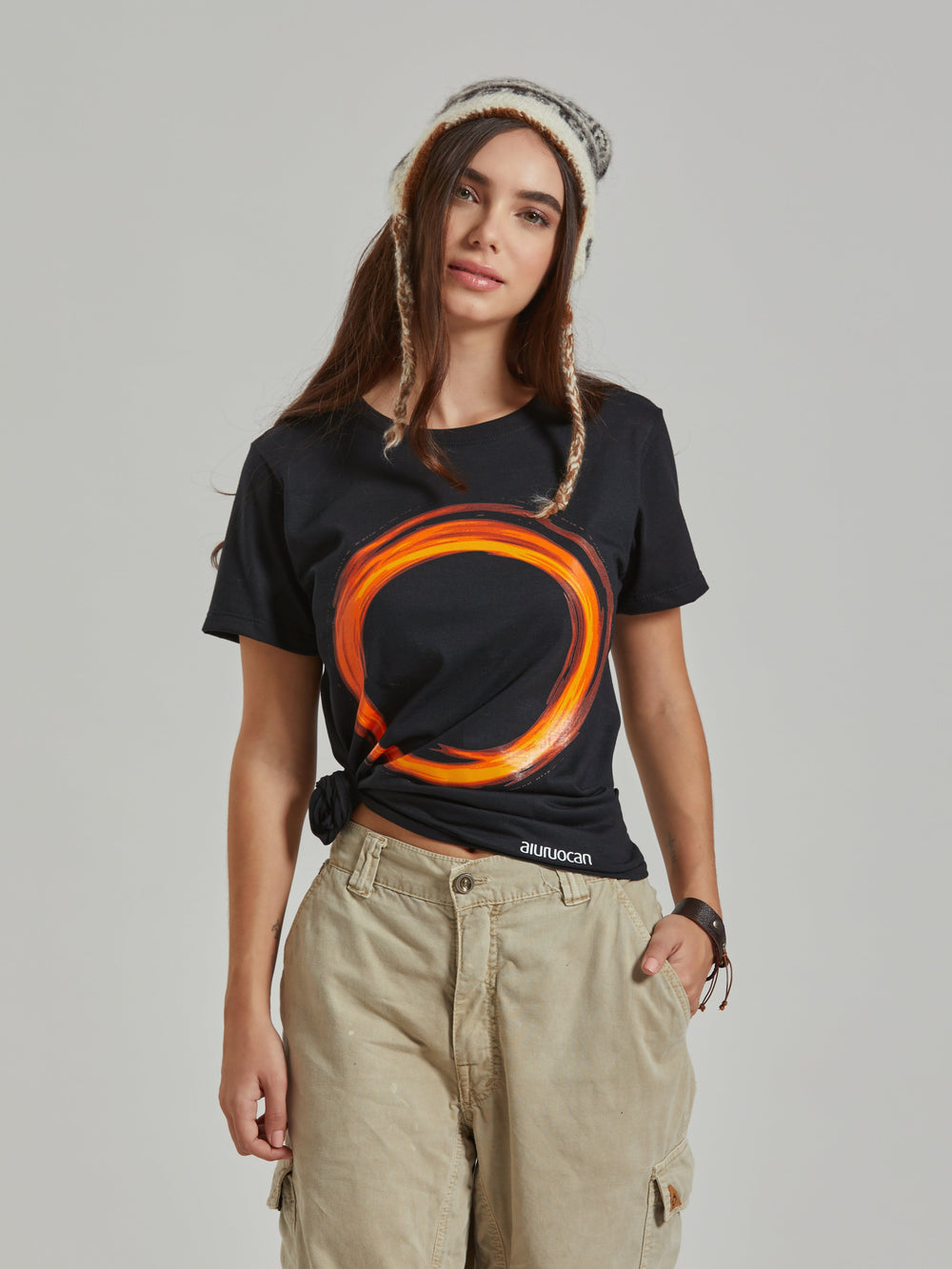 Circle Women´s Black T-Shirt Aiuruocan