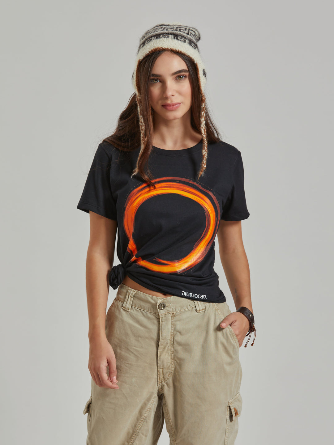 Circle Women´s Black T-Shirt Aiuruocan