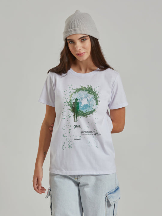 Gaia Women's White T-Shirt Aiuruocan