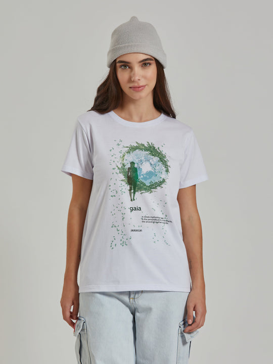 Gaia Women's White T-Shirt Aiuruocan