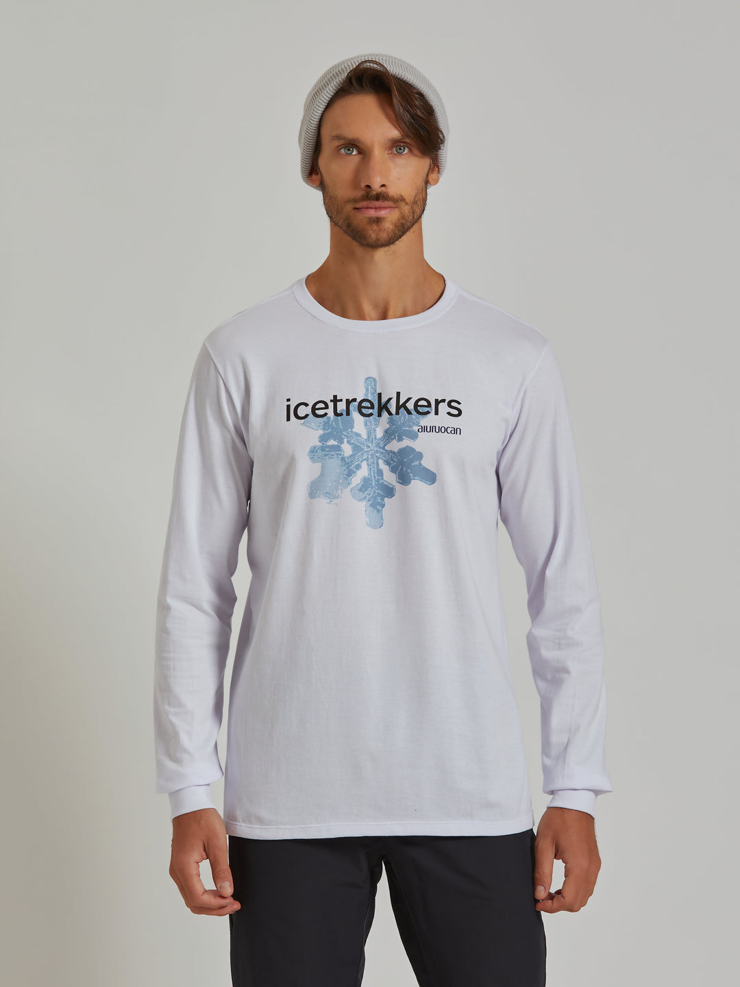 Icetrekkers Men's Long Sleeve White T-Shirt Aiuruocan