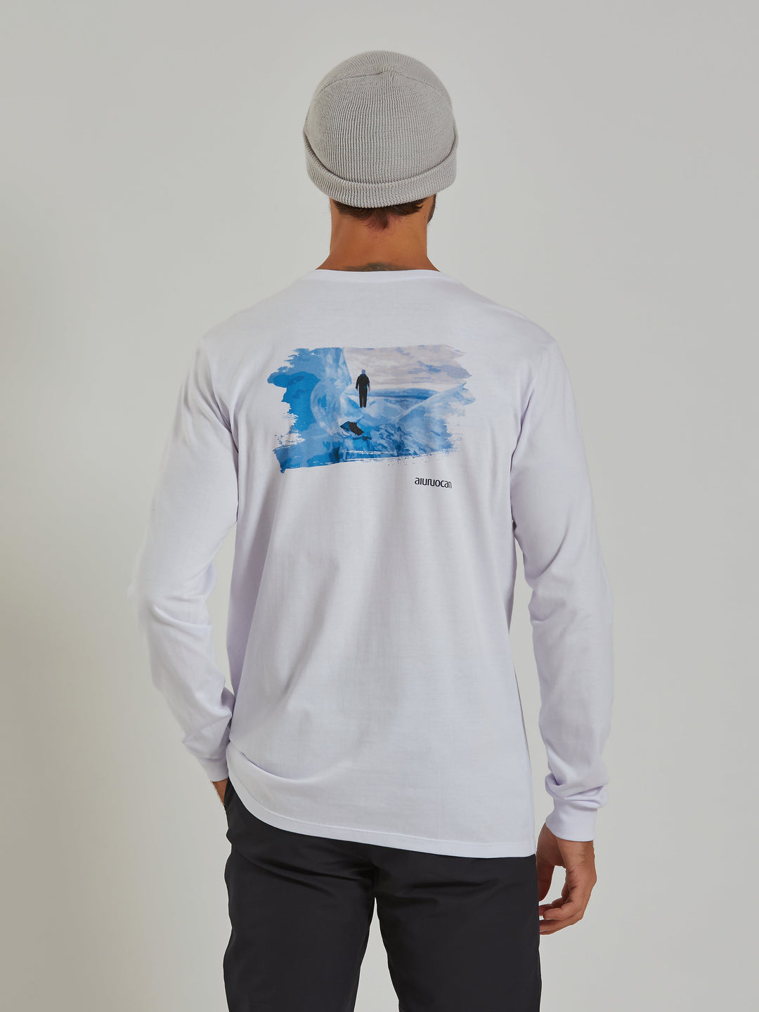 Icetrekkers Men's Long Sleeve White T-Shirt Aiuruocan