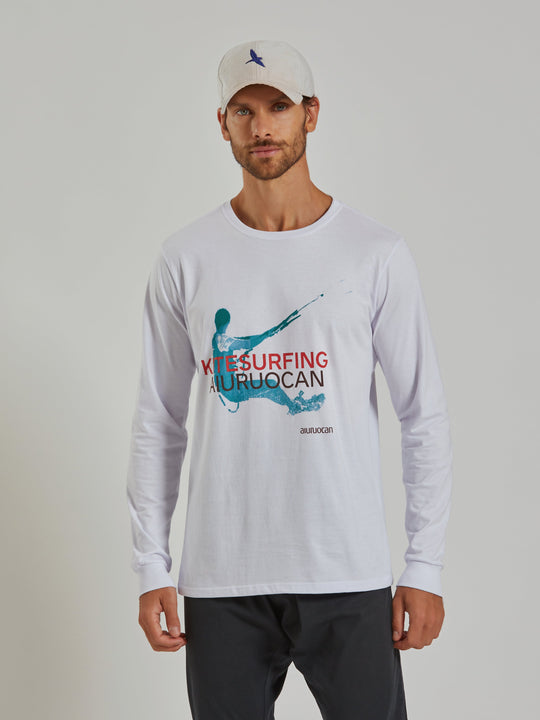 Kitesurfing Men's Long Sleeve White T-Shirt Aiuruocan