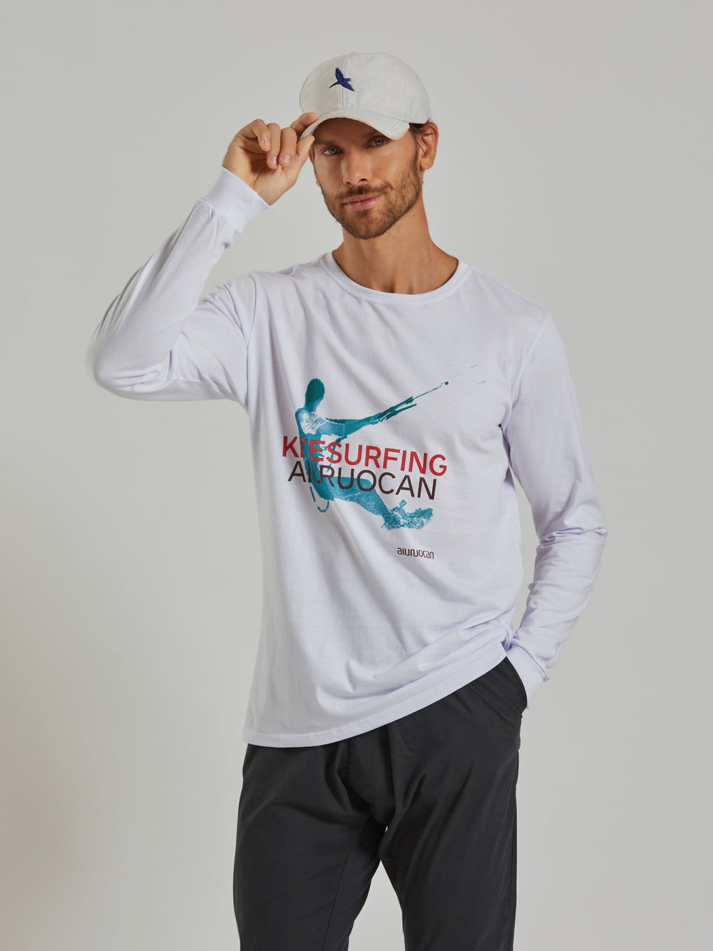 Kitesurfing Men's Long Sleeve White T-Shirt Aiuruocan