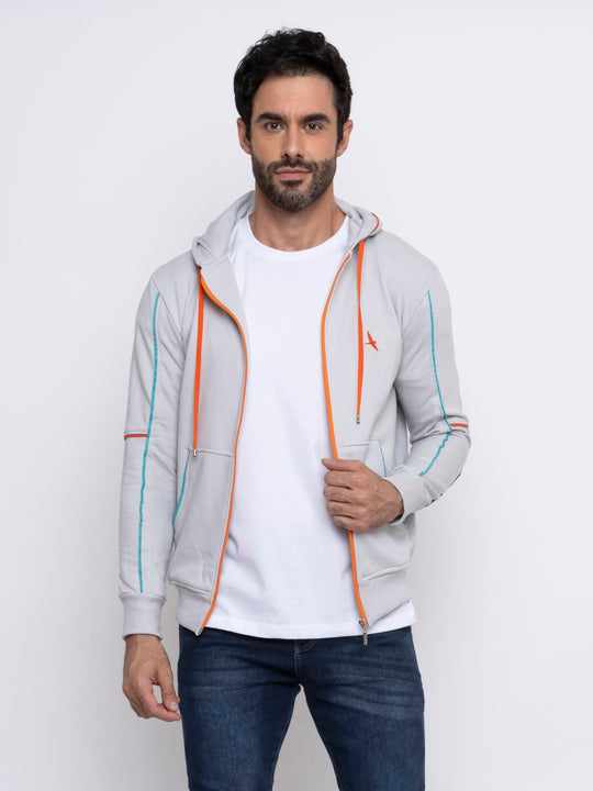 Aiuruocan Offwhite Lightblue Orange Lines Men's Hoodie