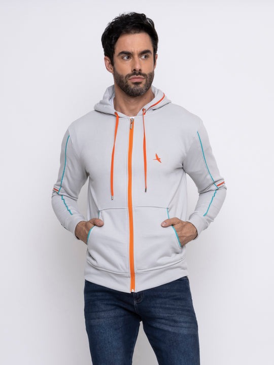 Aiuruocan Offwhite Lightblue Orange Lines Men's Hoodie