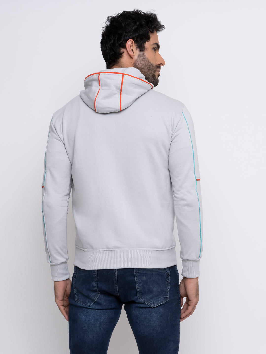 Aiuruocan Offwhite Lightblue Orange Lines Men's Hoodie