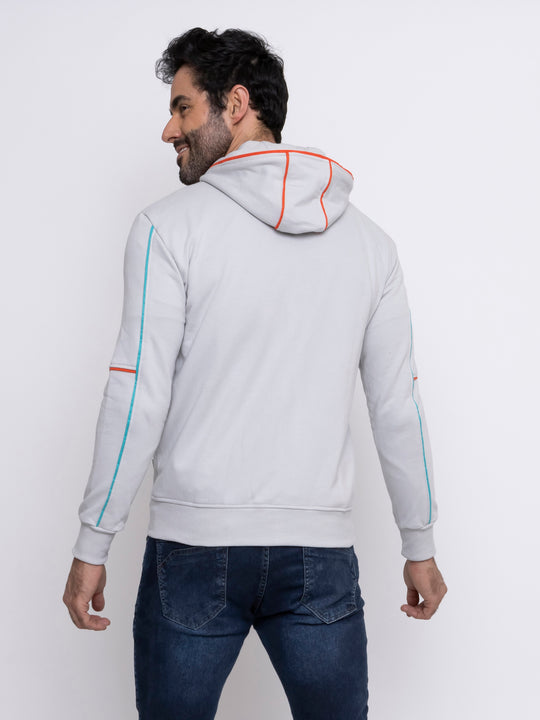 Aiuruocan Offwhite Lightblue Orange Lines Men's Hoodie