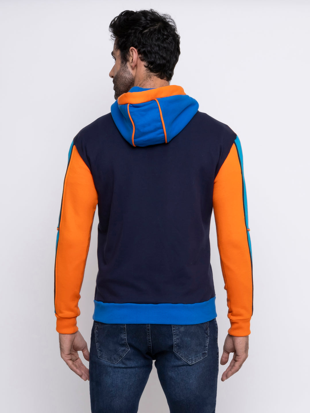 Aiuruocan Colors Navy Blue Orange Men's Hoodie