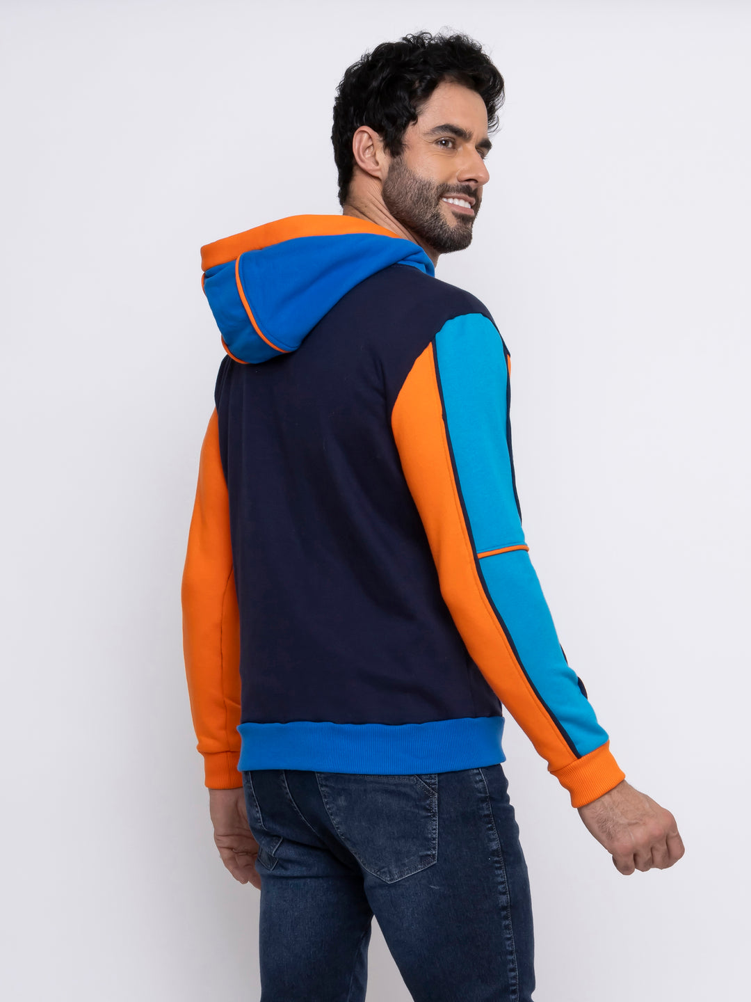 Aiuruocan Colors Navy Blue Orange Men's Hoodie