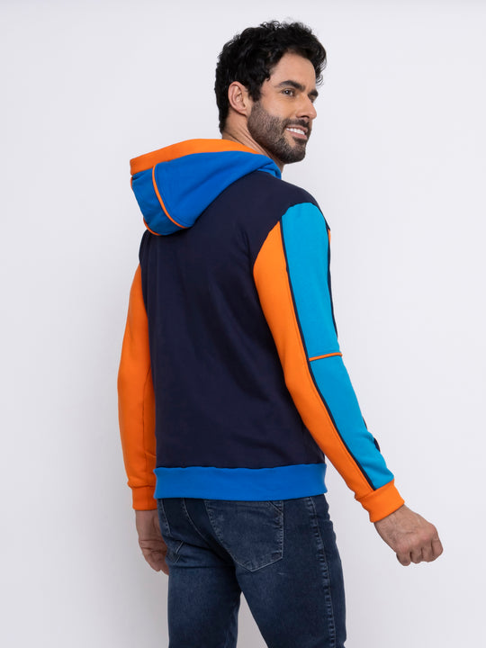 Aiuruocan Colors Navy Blue Orange Men's Hoodie