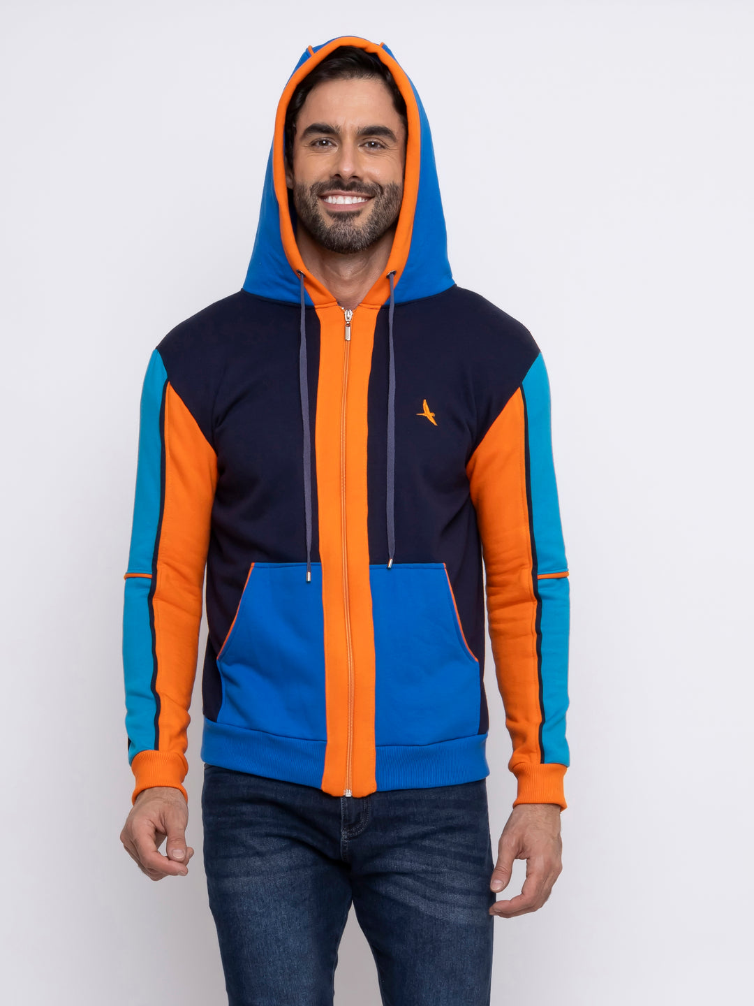 Aiuruocan Colors Navy Blue Orange Men's Hoodie