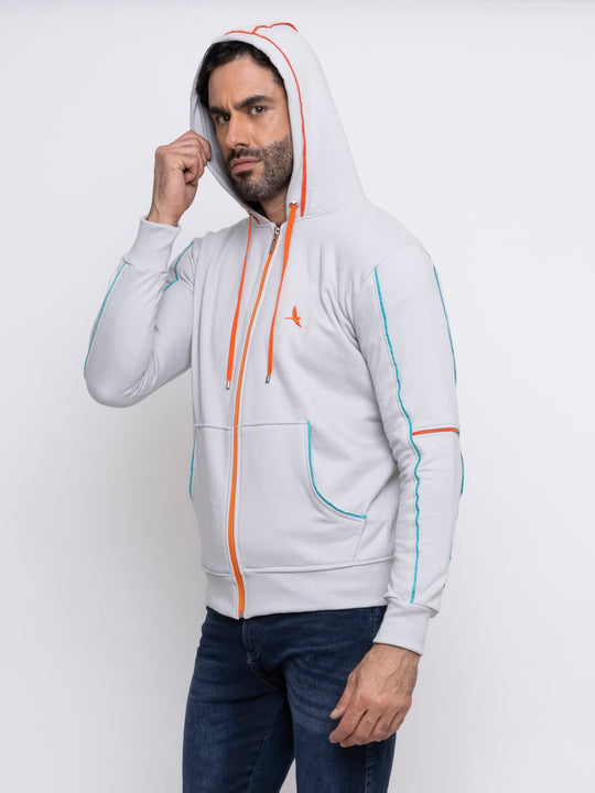 Aiuruocan Offwhite Lightblue Orange Lines Men's Hoodie