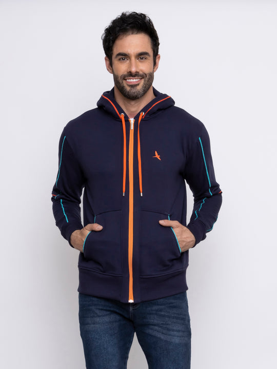 Aiuruocan Blue Lightblue Orange Lines Men's Hoodie