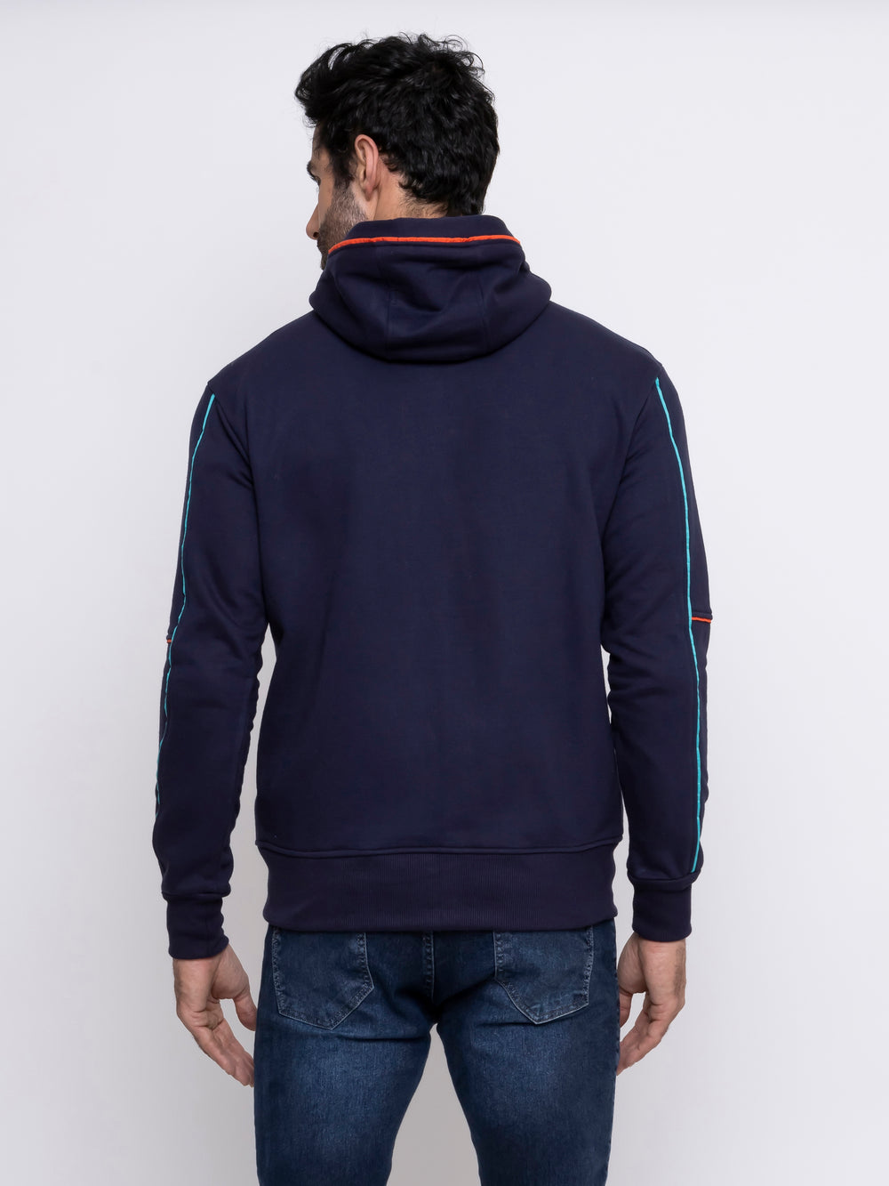 Aiuruocan Blue Lightblue Orange Lines Men's Hoodie