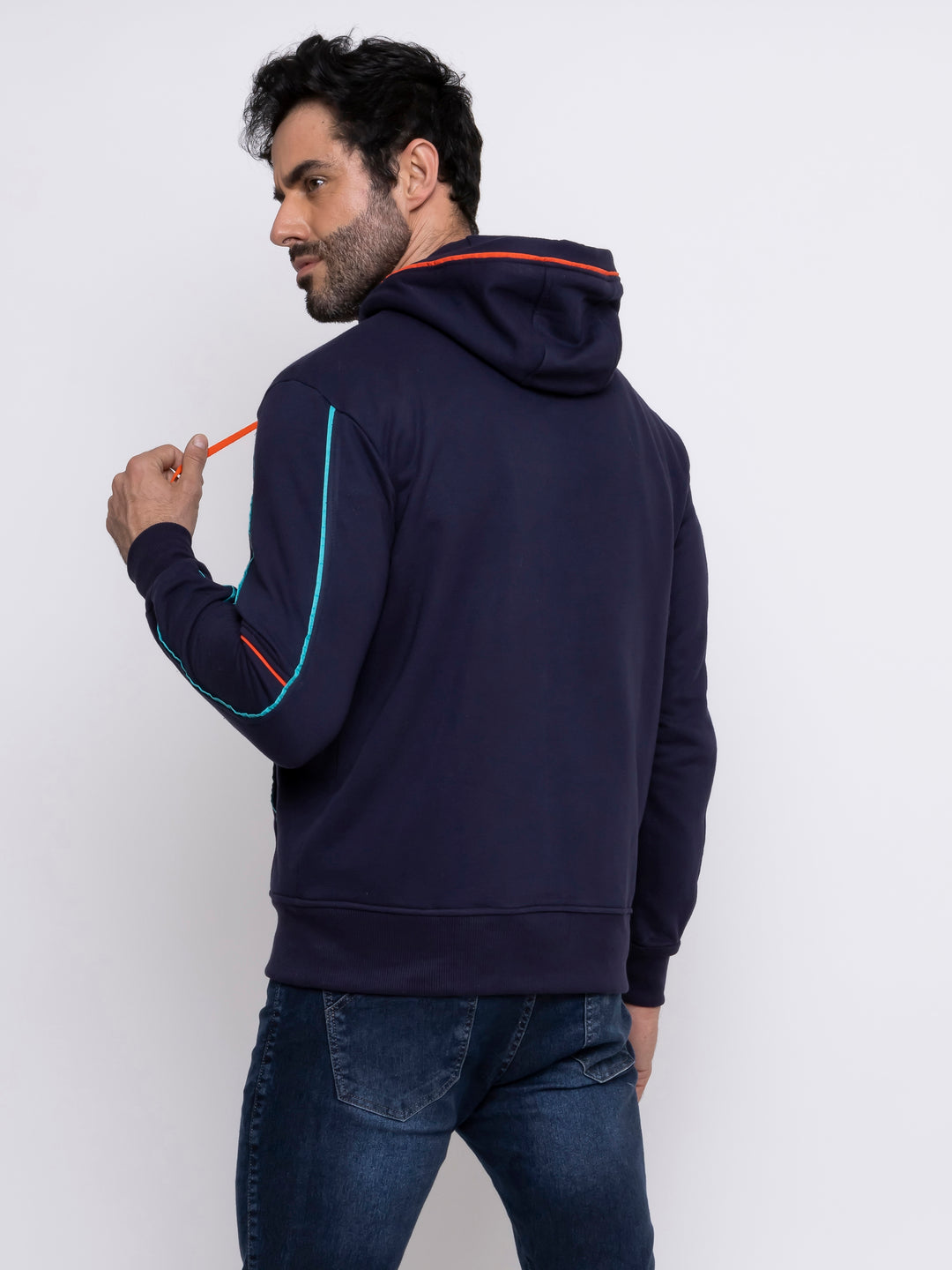 Aiuruocan Blue Lightblue Orange Lines Men's Hoodie