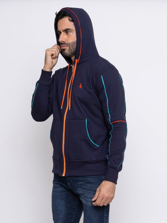 Aiuruocan Blue Lightblue Orange Lines Men's Hoodie