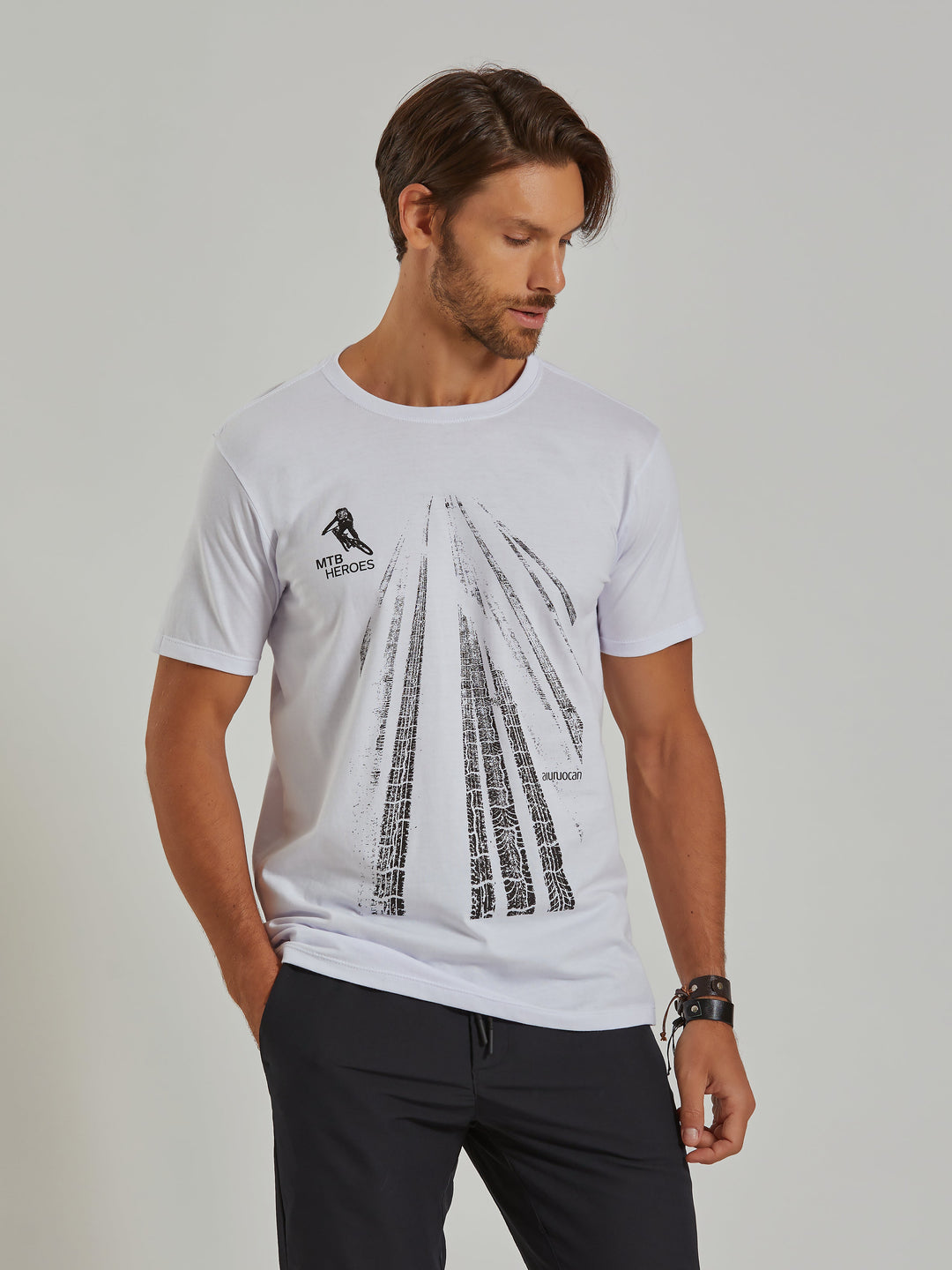 MTB Tracks Men's White T-Shirt Aiuruocan