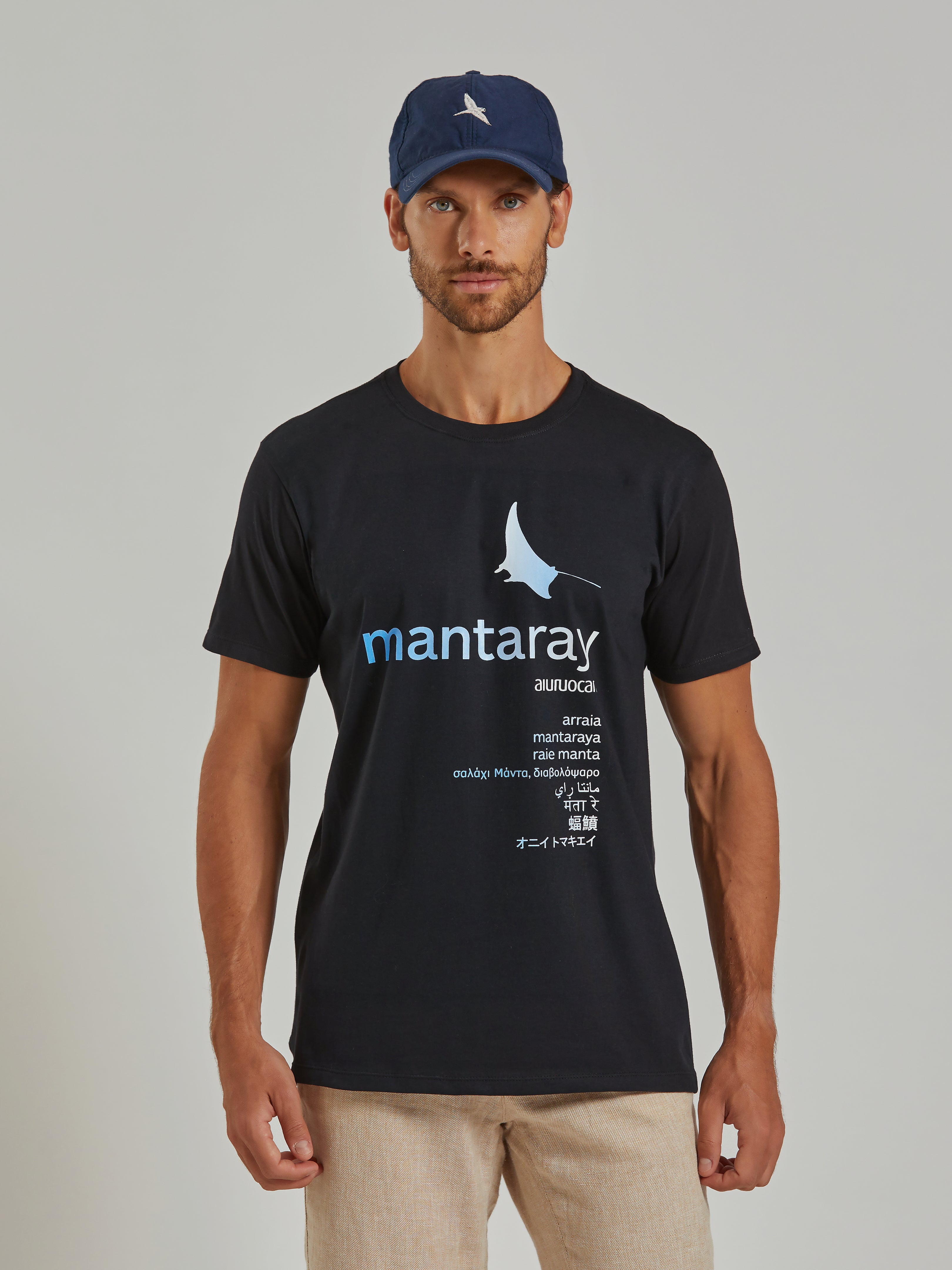 Mantaray Men's Black T-Shirt Aiuruocan